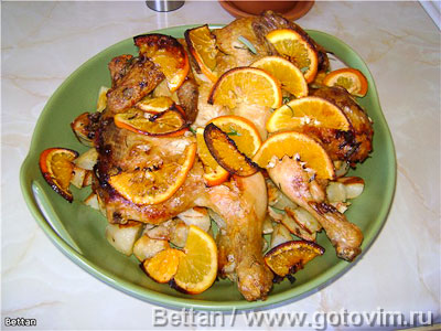 Курица с розмарином, чесноком и апельсинами. Фото-рецепт